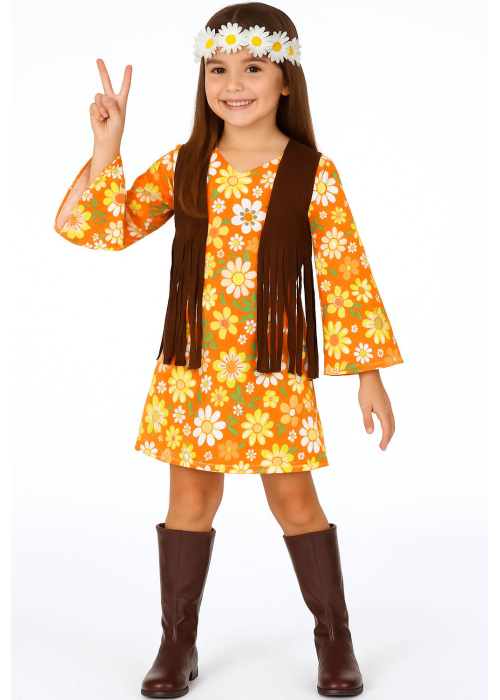 Comprar el Vestit de Hippie Taronja Infantil per només 10.00€ – vestit de Botiga en línia