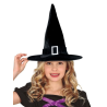 Sombrero Bruja Terciopelo Negro Infantil - Complementos Halloween (Brujas y Hachiceros) - Gorros y Diadmas de Halloween