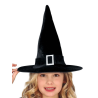 Sombrero Bruja Terciopelo Negro Infantil - Complementos Halloween (Brujas y Hachiceros) - Gorros y Diadmas de Halloween
