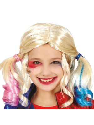 Peluca Coletas De Harley Quinn Infantil - Complementos Halloween Joker - Complementos de Joker y Joker Baby
