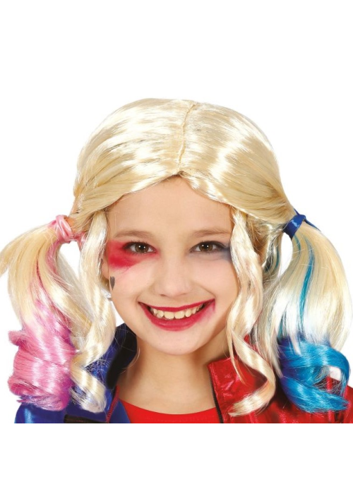 Peluca Coletas De Harley Quinn Infantil - Complementos Halloween Joker - Complementos de Joker y Joker Baby