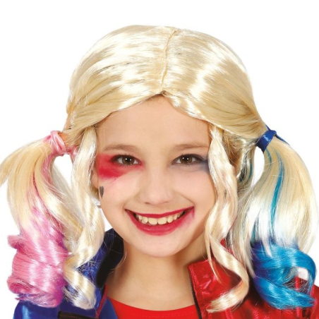 Peluca Coletas de Harley Quinn para Niña - Complementos Halloween Joker