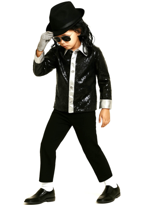 Disfraz De Michael Jackson Para Niño – Chaqueta Y Pantalón De Lentejuelas, Guantes, Sombrero Y Gafas, Estilo 80-90, Para Halloween Y Carnaval