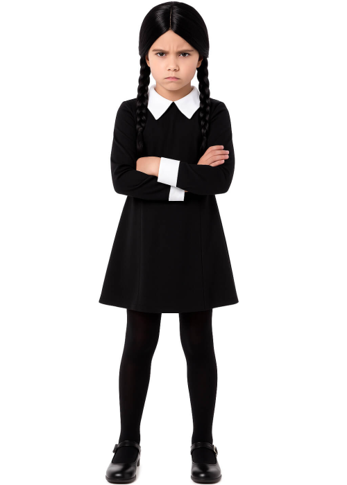 Disfraz de Miércoles para Niña - Disfraces de la Familia Addams