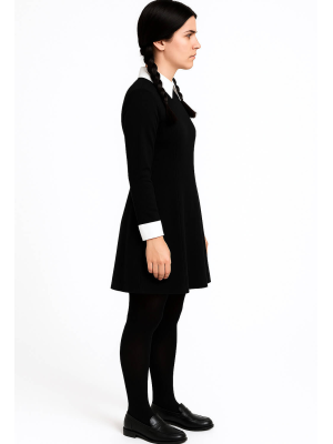 Disfraz de Miércoles con Peluca para Mujer - Disfraces de la Familia Addams
