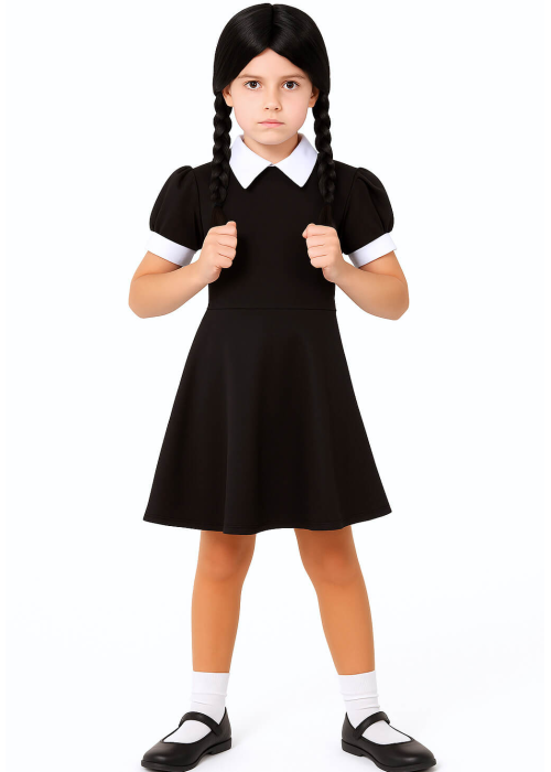 Disfraz de Miércoles para Niña - Disfraces de la Familia Addams