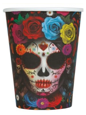 Vasos Catrina Colorida - Decoracion Halloween - Platos, Vasos y Servilletas
