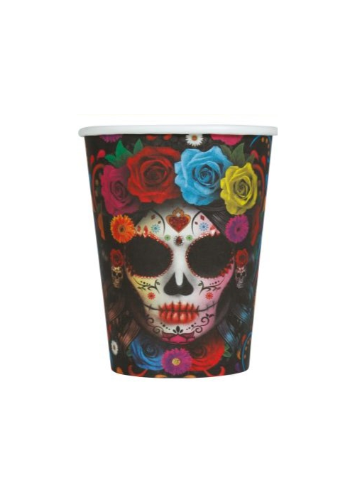Vasos Catrina Colorida - Decoracion Halloween - Platos, Vasos y Servilletas