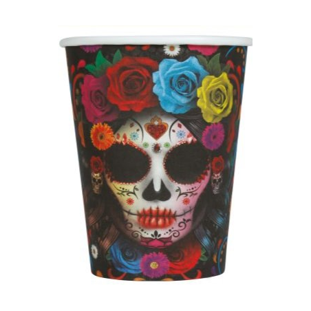 Vasos Catrina Colorida - Decoracion Halloween - Platos, Vasos y Servilletas