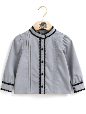 Blusa Hilandera Aldeana Gris Bebe - Camisa trajes regionales vascos