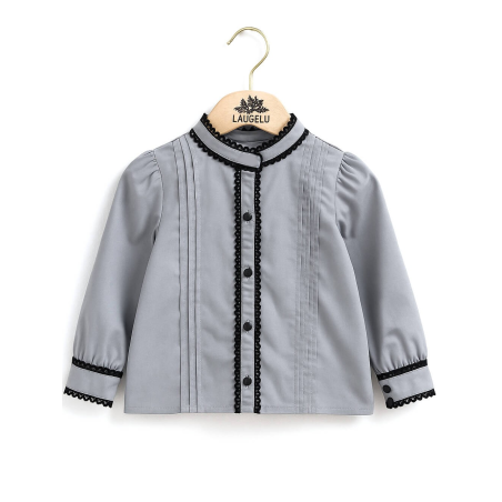 Blusa Hilandera Aldeana Gris Bebe - Camisa trajes regionales vascos
