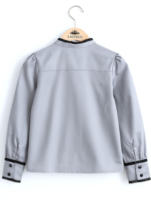 Blusa Hilandera aldeana Gris Niña - Camisa trajes regionales vascos infantil
