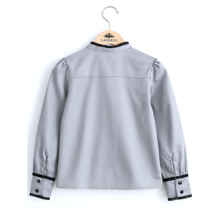 Blusa Hilandera aldeana Gris Niña - Camisa trajes tradicionales vascos infantil