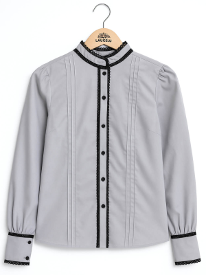 Blusa Hilandera aldeana Gris mujer - Camisa neska trajes regionales vascos
