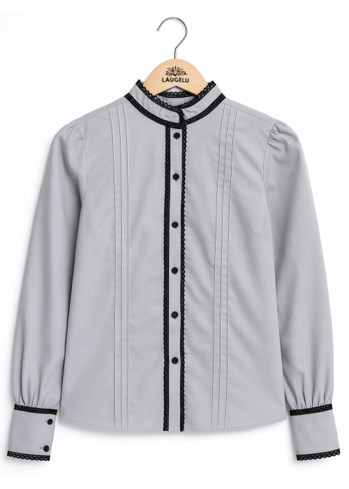 Blusa Hilandera aldeana Gris mujer - Camisa neska trajes regionales vascos