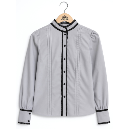 Blusa Hilandera aldeana Gris mujer - Camisa neska trajes regionales vascos