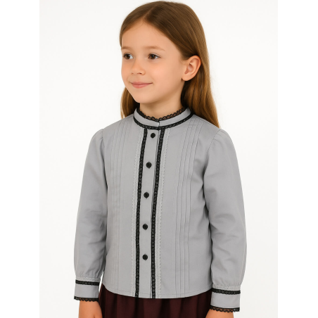 Blusa Hilandera Gris Claro Niña - Euskal Jantziak - trajes tradiconales vascos