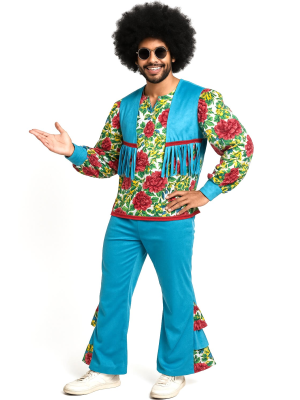 Disfraz De Hippie Sicodelia Flores Hombre