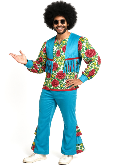 Disfraz De Hippie Sicodelia Flores Hombre