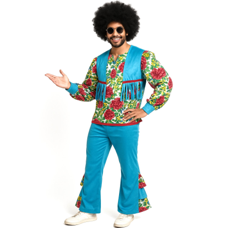 Disfraz De Hippie Sicodelia Flores Hombre