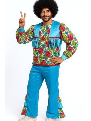 Disfraz De Hippie Sicodelia Flores Hombre