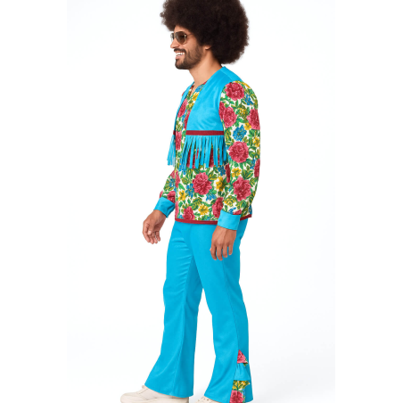 Disfraz De Hippie Sicodelia Flores Hombre