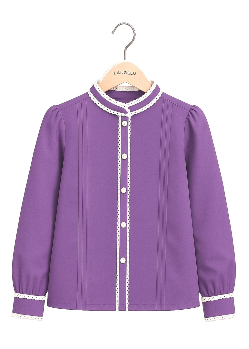 Blusa Aldeana Lila niña - Camisas Trajes Regionales Vascos