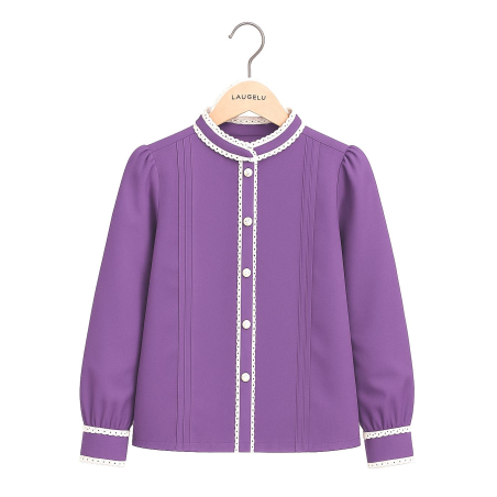 Blusa Aldeana Lila niña - Camisas Trajes Regionales Vascos