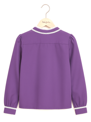 Blusa Aldeana Lila niña - Camisas Trajes Regionales Vascos