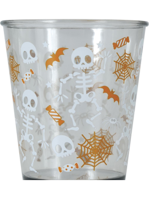 Vaso Telarañas y Esqueletos -Platos, Vasos y Decoracion de Mesa Halloween