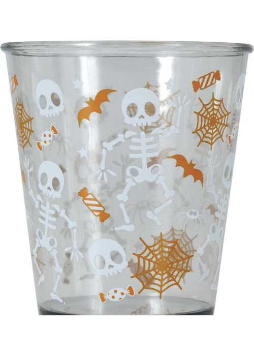Vaso Telarañas y Esqueletos -Platos, Vasos y Decoracion de Mesa Halloween