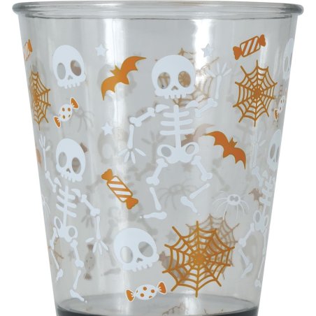 Vaso Telarañas y Esqueletos -Platos, Vasos y Decoracion de Mesa Halloween