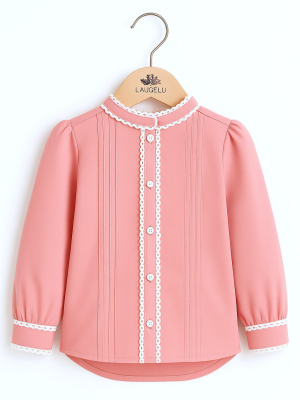 Blusa Aldeana Rosa Claro niña - Camisa Trajes Regionales Vascos