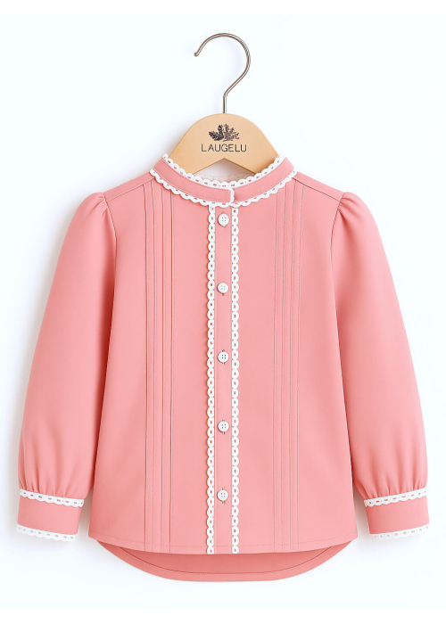 Blusa Aldeana Rosa Claro niña - Camisa Trajes Regionales Vascos