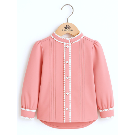 Blusa Aldeana Rosa Claro niña - Camisa Trajes Regionales Vascos