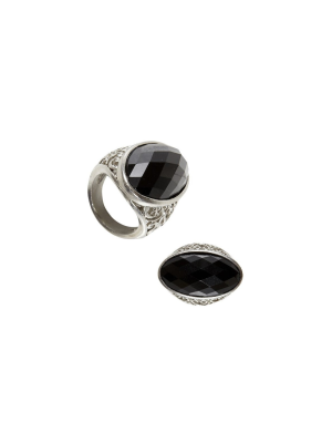 Anillo Gotico Con Piedra Negra - Complementos Disfraces Halloween - Accesorios Halloween