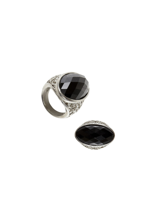 Anillo Gotico Con Piedra Negra - Complementos Disfraces Halloween - Accesorios Halloween