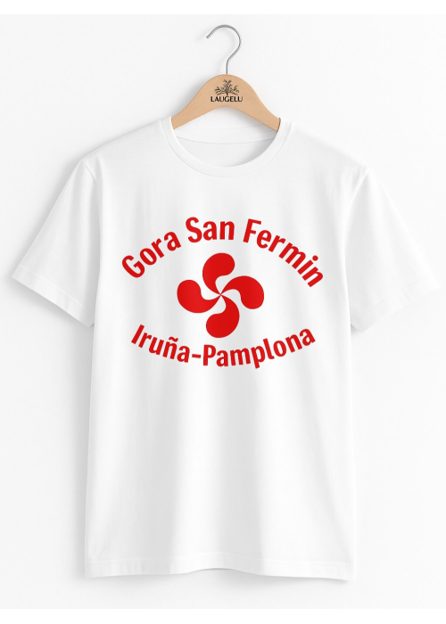 Camiseta San Fermin Lauburu Blanca Hombre - Trajes Regionales - Camisas y Camisetas Regionales Hombre