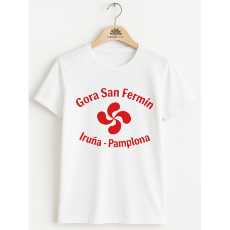Camiseta San Fermin Lauburu Blanca Mujer - Trajes Regionales - Camisas y Camisetas tradicionales mujer