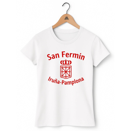 Camiseta San Fermin Escudo Blanca Mujer - Trajes Regionales - Camisas y Camisetas tradicionales mujer