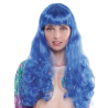 Peluca Melena Larga Azul Ondulada con Flequillo - Complementos para Disfraces
