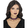 Gargantilla Bordada Lila y Negra con Piedra - Complementos Disfraces Halloween - Accesorios Halloween
