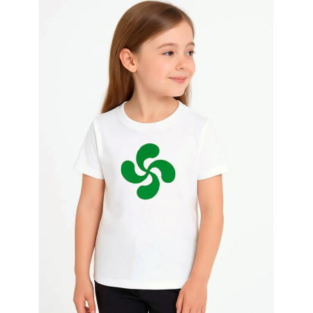 Camiseta Lauburu Verde Blanca Infantil - Trajes vascos arrantzale