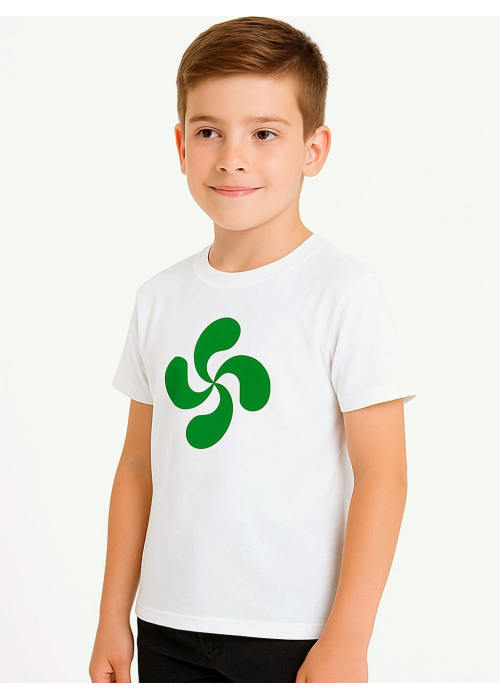 Camiseta Lauburu Verde Blanca Infantil - Trajes Regionales