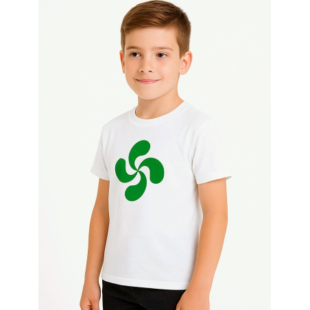 Camiseta Lauburu Verde Blanca Infantil - Trajes Regionales