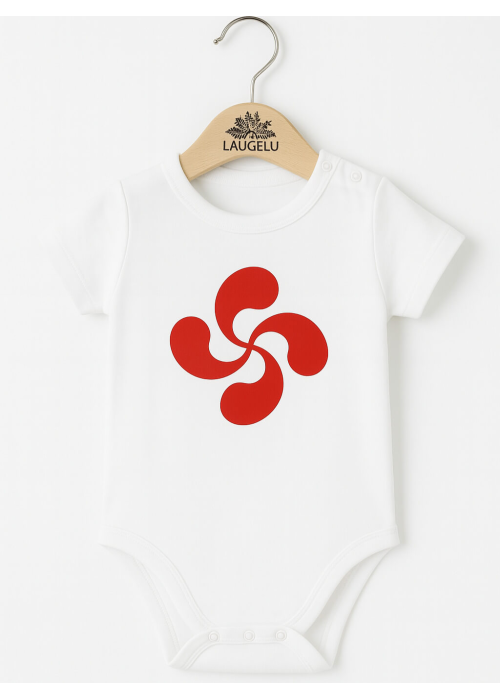 Body Lauburu Rojo Bebe Blanco - Euskal Jantziak - Camisetas y Body's Regionales Bebe