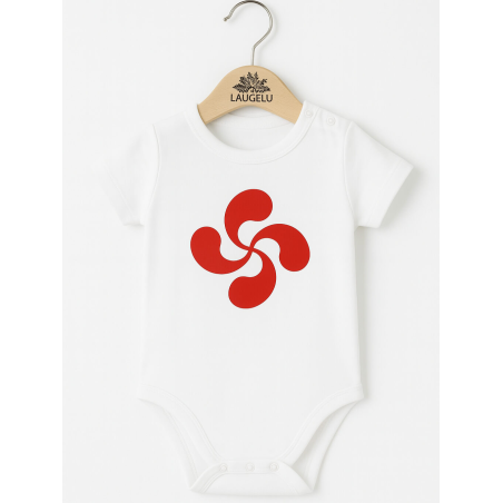Body Lauburu Rojo Bebe Blanco - Euskal Jantziak - Camisetas y Body's Regionales Bebe