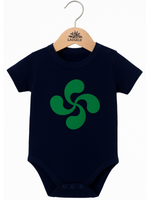 Body Lauburu Verde Bebe Azul - Euskal Jantziak - Camisetas y Body's Regionales Bebe