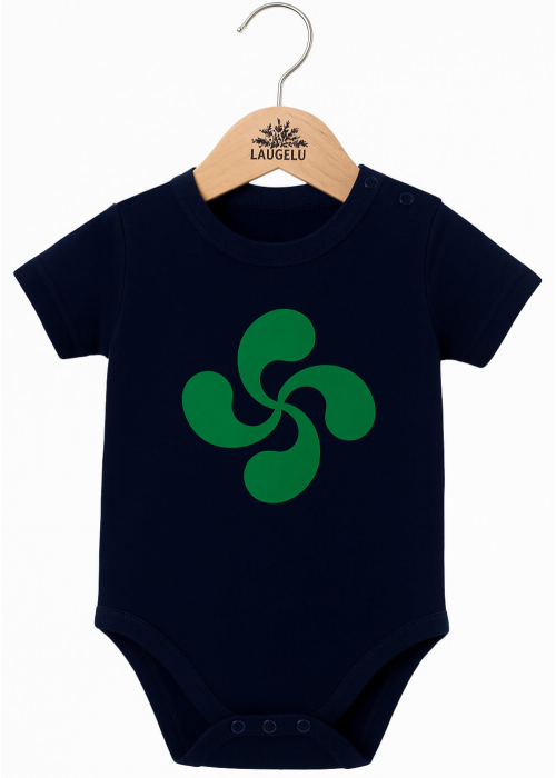 Body Lauburu Verde Bebe Azul - Euskal Jantziak - Camisetas y Body's Regionales Bebe