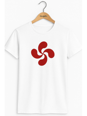 Camiseta Lauburu Rojo Blanca Hombre - Trajes Regionales vascos